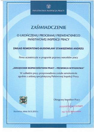 Zaświadczenie - Państwowa Inspekcja Pracy