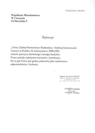 Wspólnota Mieszkaniowa<br />Cieszyn, sierpień 2001